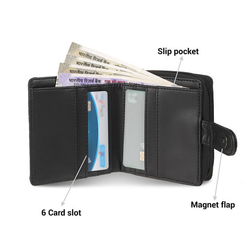 Buy Mochi Solid Black Casual Wallet Online