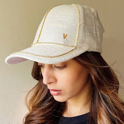 Pipa Bella by Nykaa Fashion Off White V Initial Statement Baseball Cap