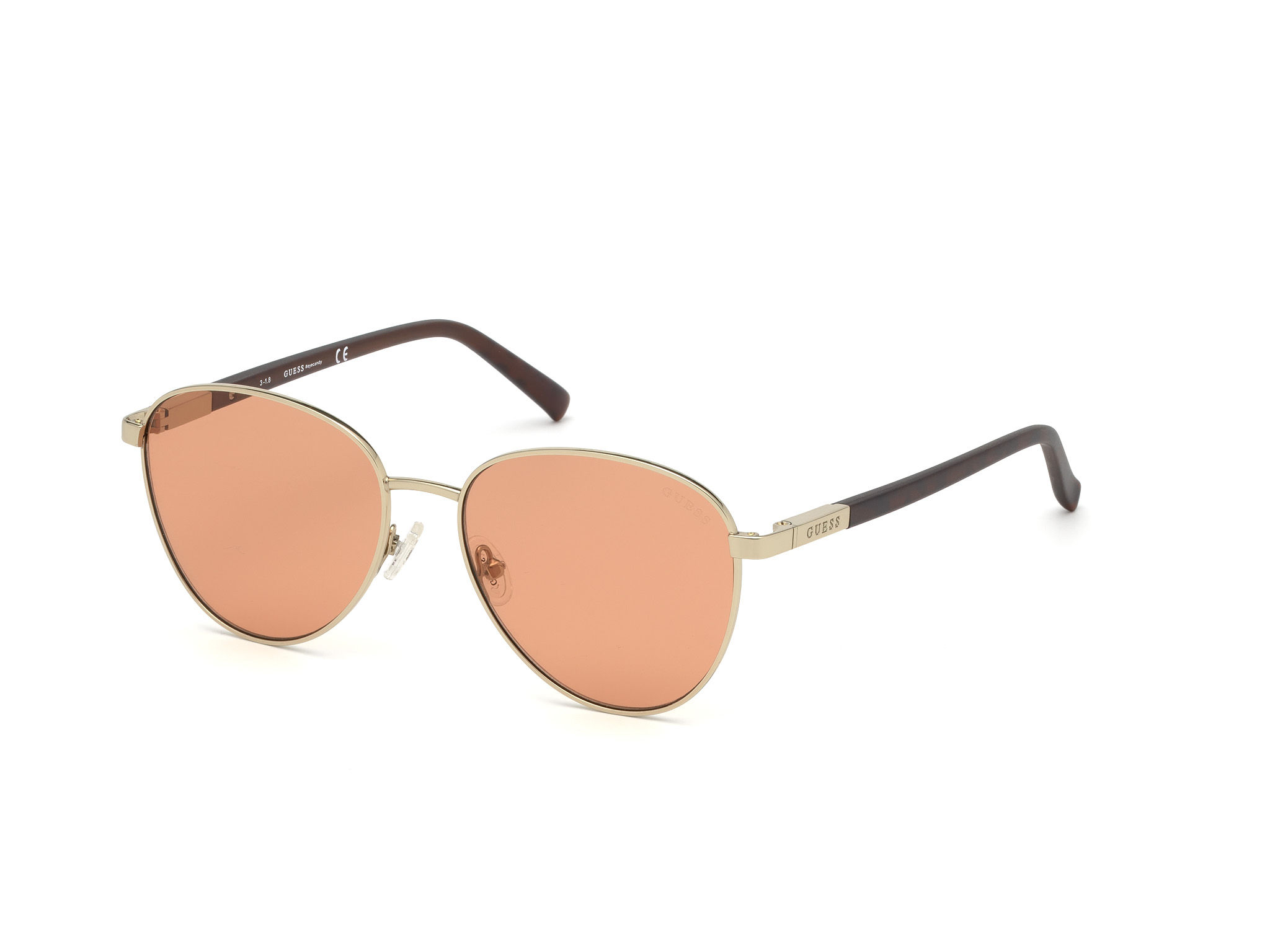 Guess Sunglasses Gold Frame With Brown Lens Oval Shape Unisex Sunglass
