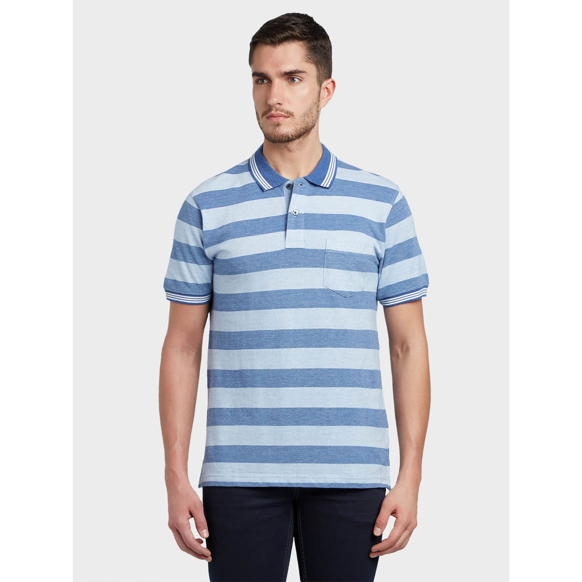 ColorPlus Medium Blue Striped T-Shirt (S)