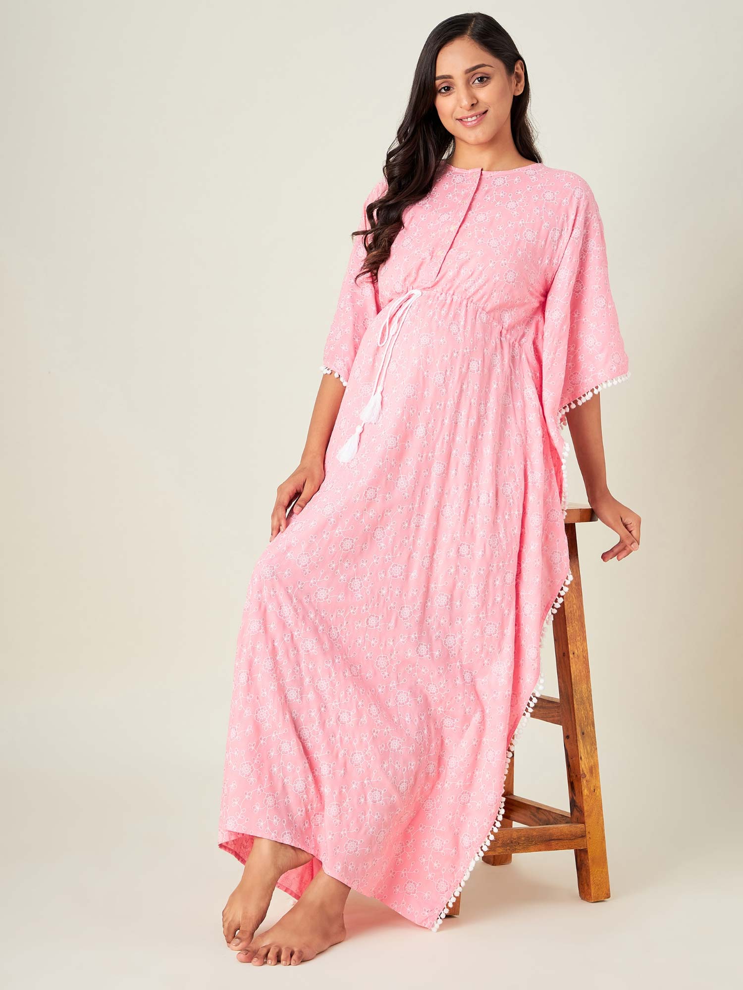 Buy The Kaftan Company Pink Floral Florets Maternity Kaftan Online