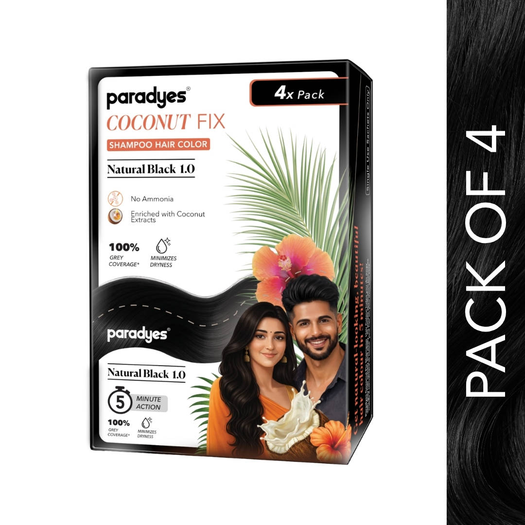 Paradyes Coconut Fix Shampoo Hair Color Natural Black 1.0 - Pack Of 4