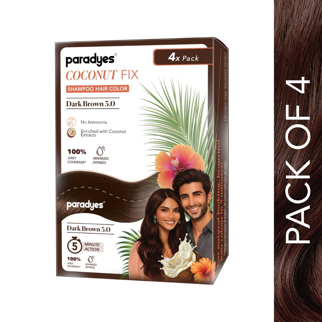 Paradyes Coconut Fix Shampoo Hair Color Dark Brown 3.0 - Pack Of 4