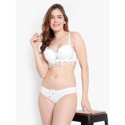 BRACHY Women Heavily Padded Underwired Self Design Lace Bikini Bra with  Panty (Set of 2) (32B)