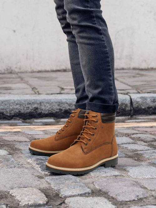 Buy Carlton London Stylish Tan Color Casual Wear Lace Ups Boots Online