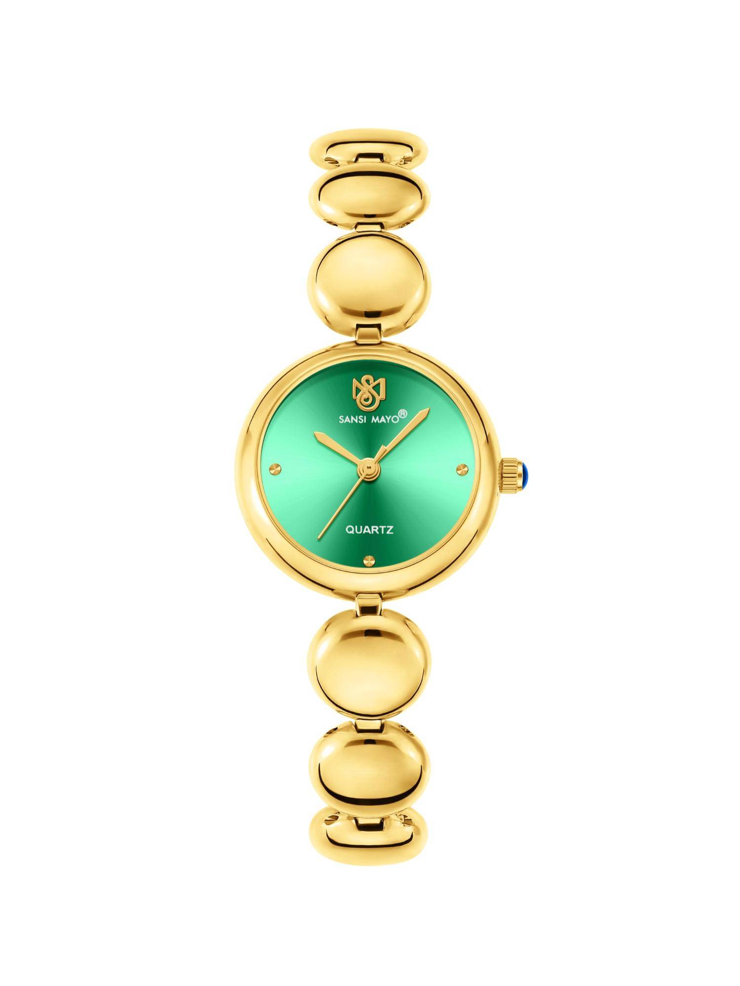 Sansi Mayo Lyana Green Gold Round Analog Watch (SM-L-0085-G-G-GE) (M)