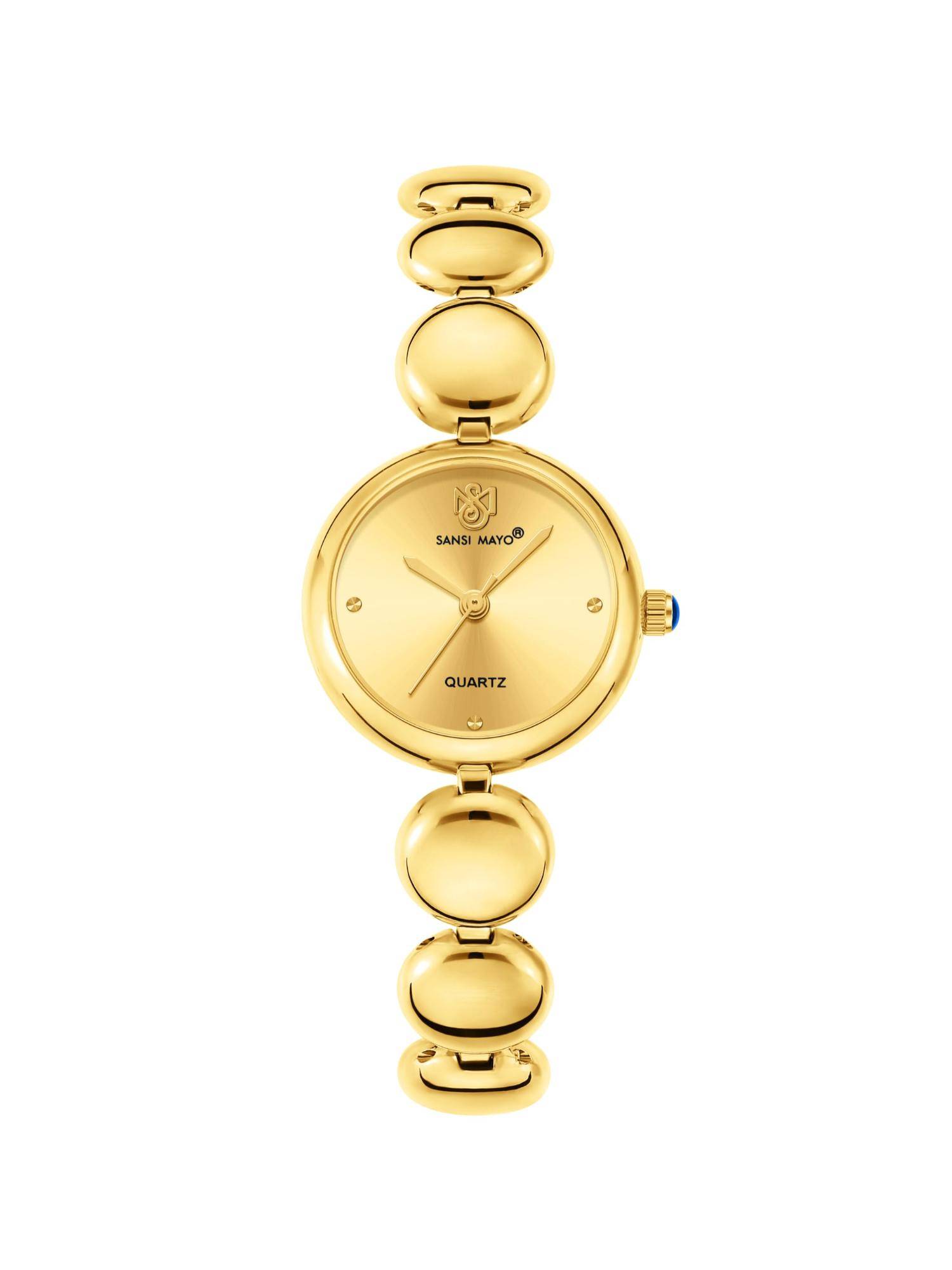 Sansi Mayo Lyana Gold Round Analog Watch (SM-L-0085-G-G-G) (M)