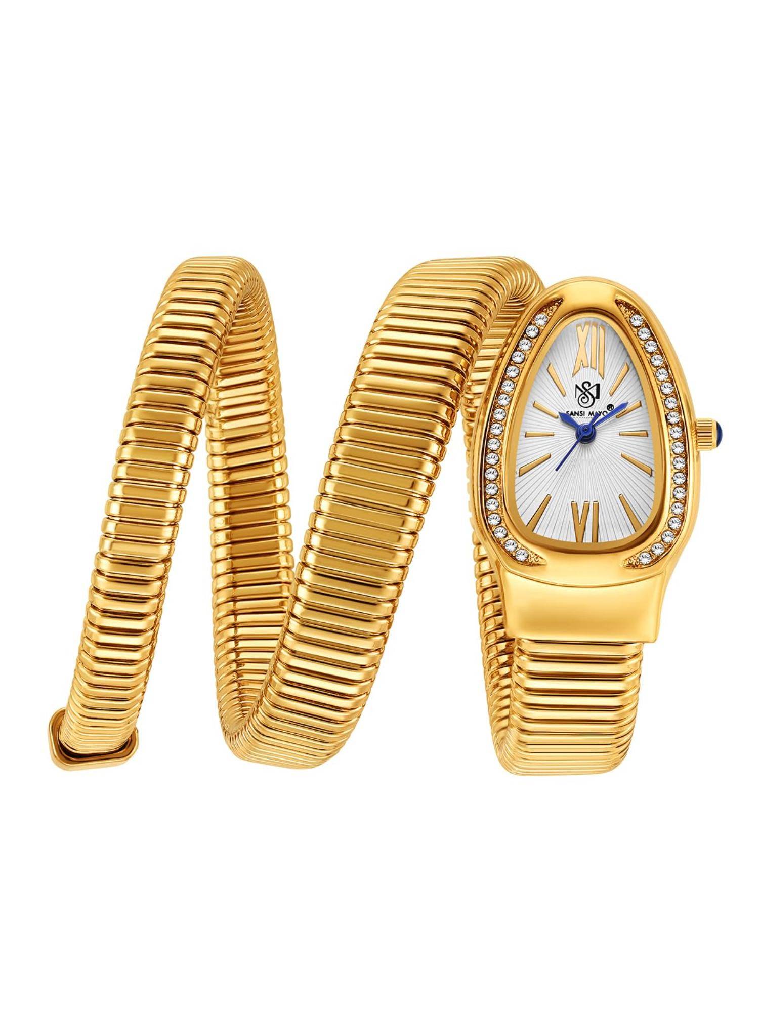 Sansi Mayo Cobra White Gold Oval Analog Watch (SM-L-0087-G-G-W) (M)