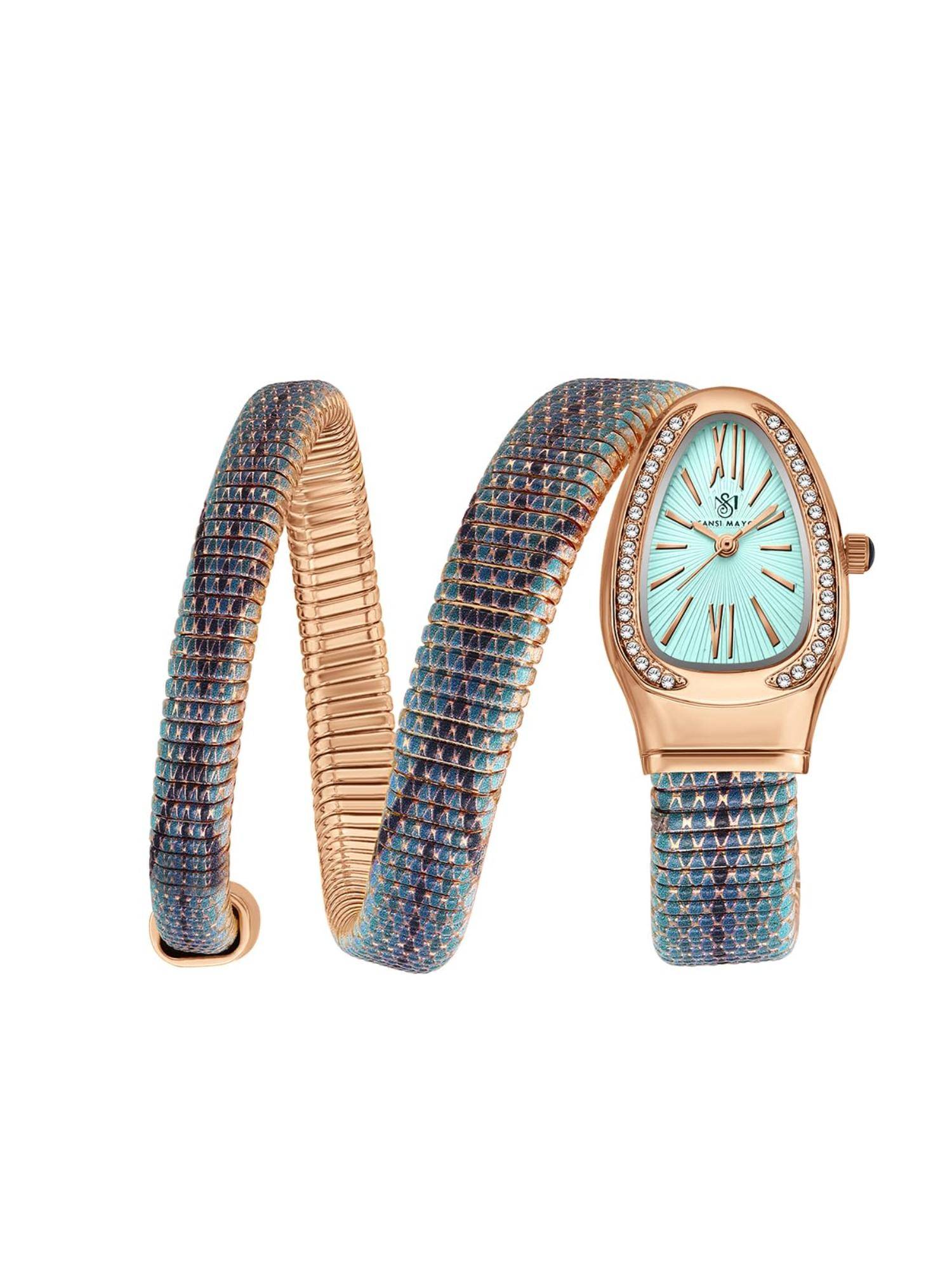 Sansi Mayo Koil Blue Rose Gold Oval Analog Watch (SM-L-0090-TTRGBLB-RG-SB) (M)