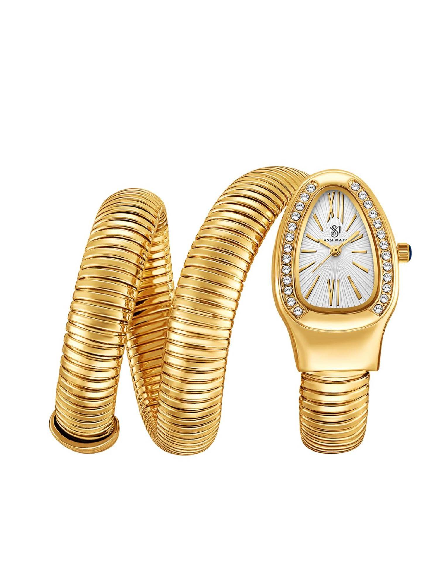 Sansi Mayo Snake White Gold Oval Analog Watch (SM-L0091-G-G-W) (M)