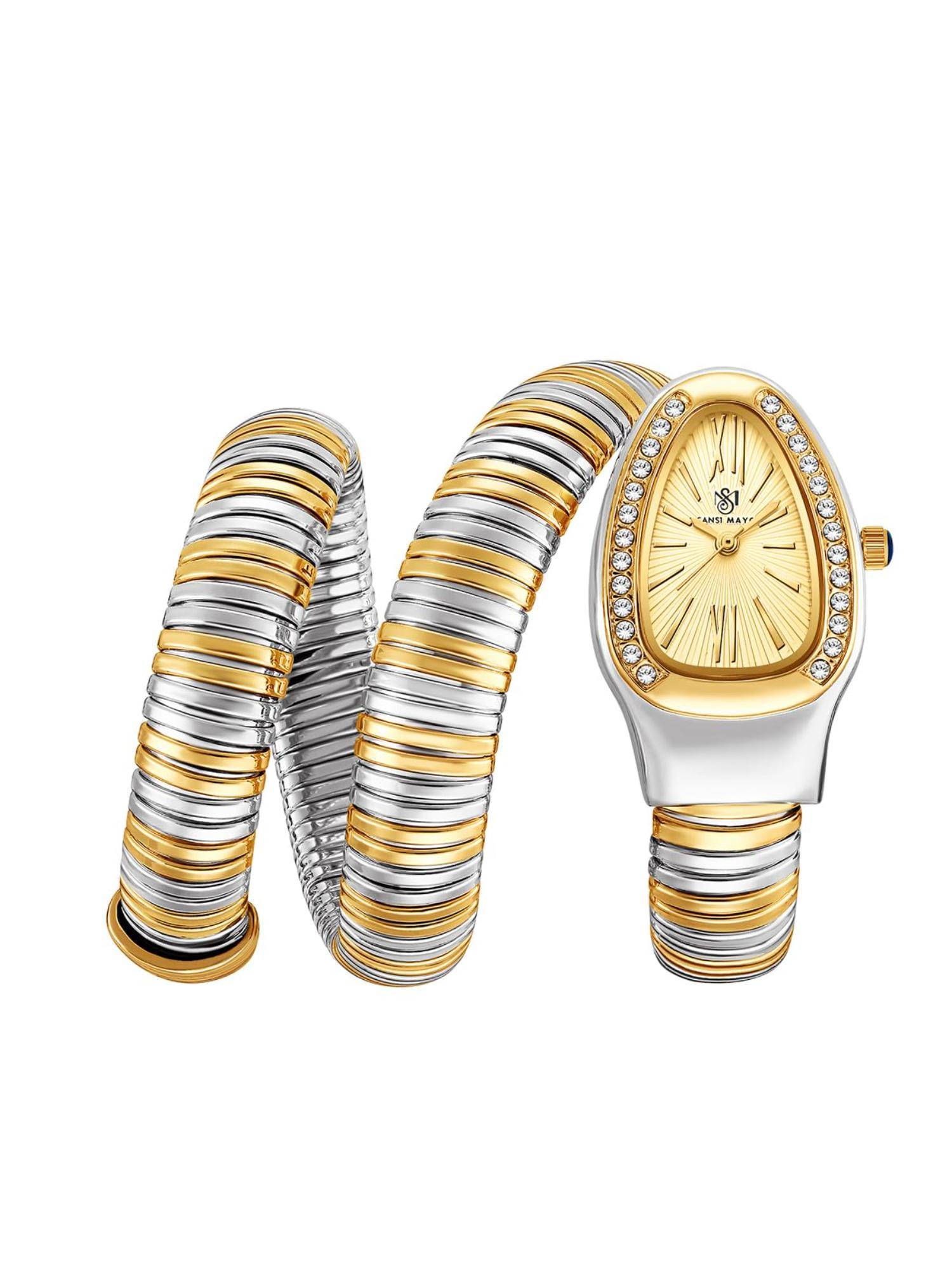 Sansi Mayo Snake Gold Multi-Color Oval Analog Watch (SM-L-0092-TTSG-SG-G) (M)