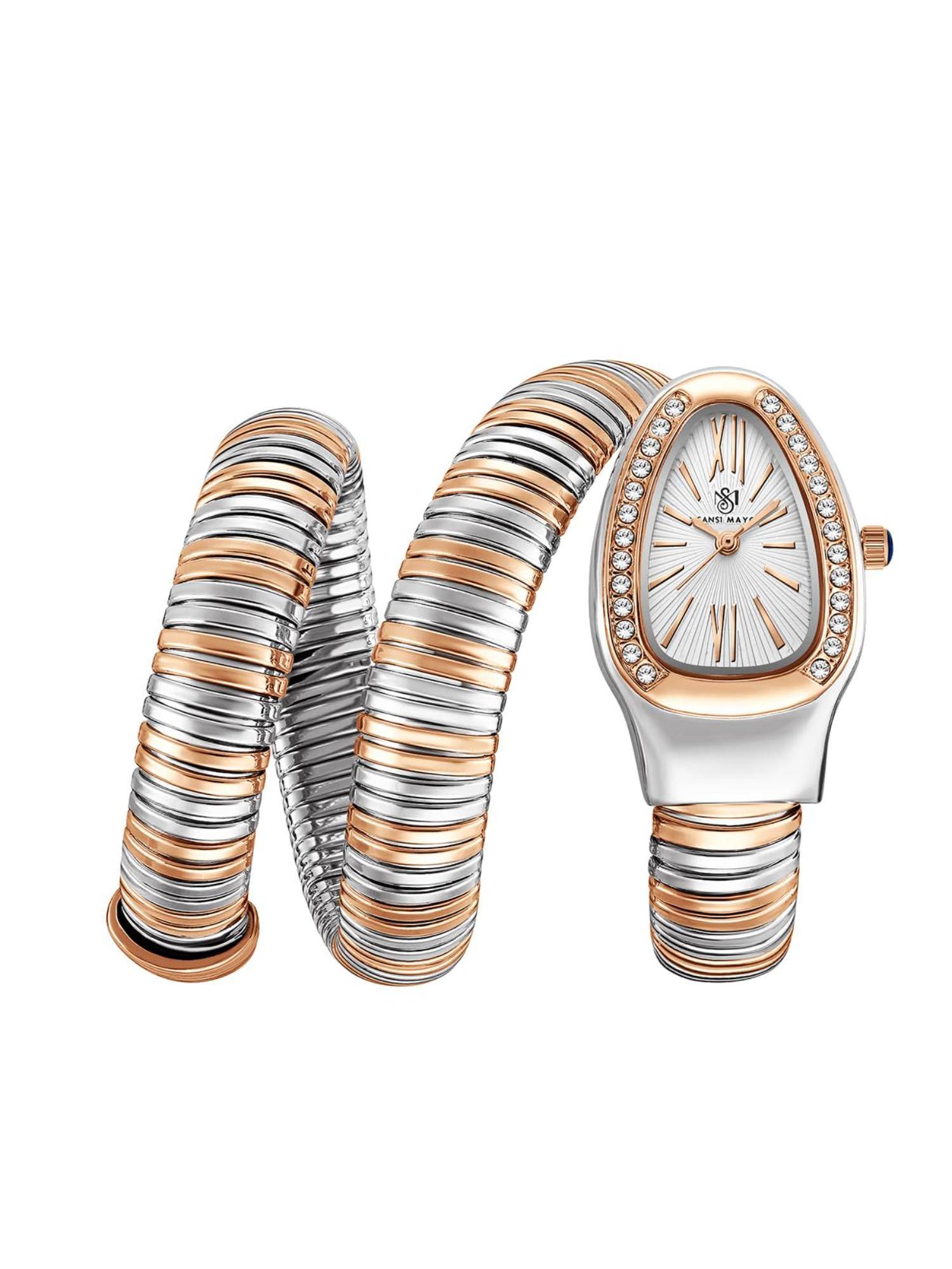 Sansi Mayo Koil White Multi-Color Oval Analog Watch (SM-L-0092-TTSRG-SRG-W) (M)