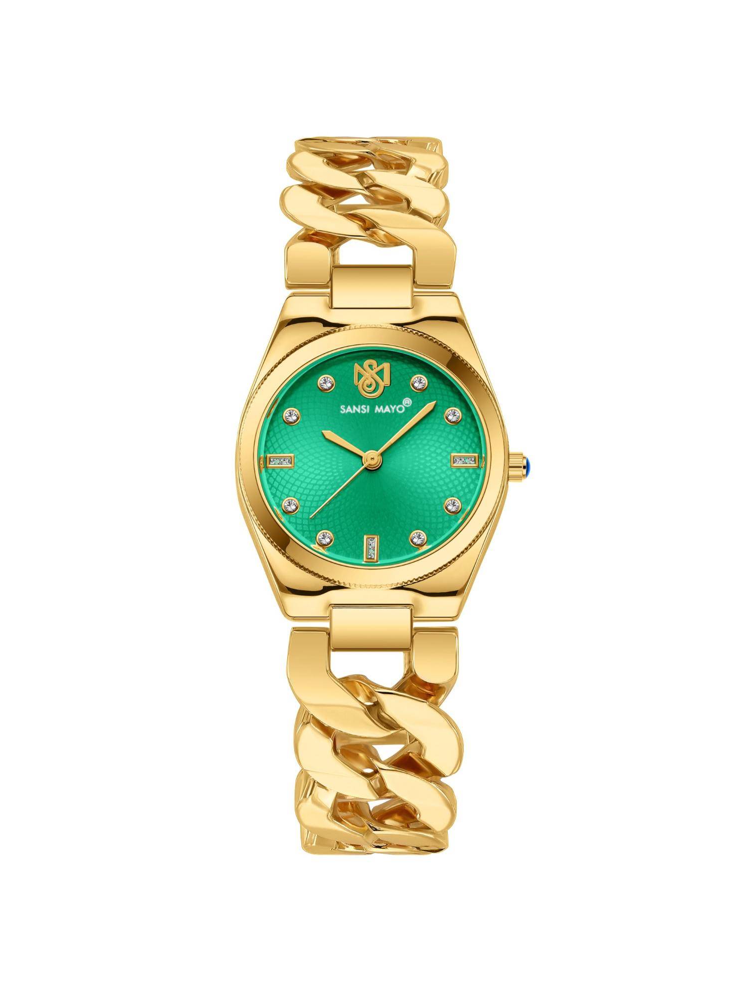 Sansi Mayo Liora Green Gold Round Analog Watch (SM-L-310-G-G-GE) (M)