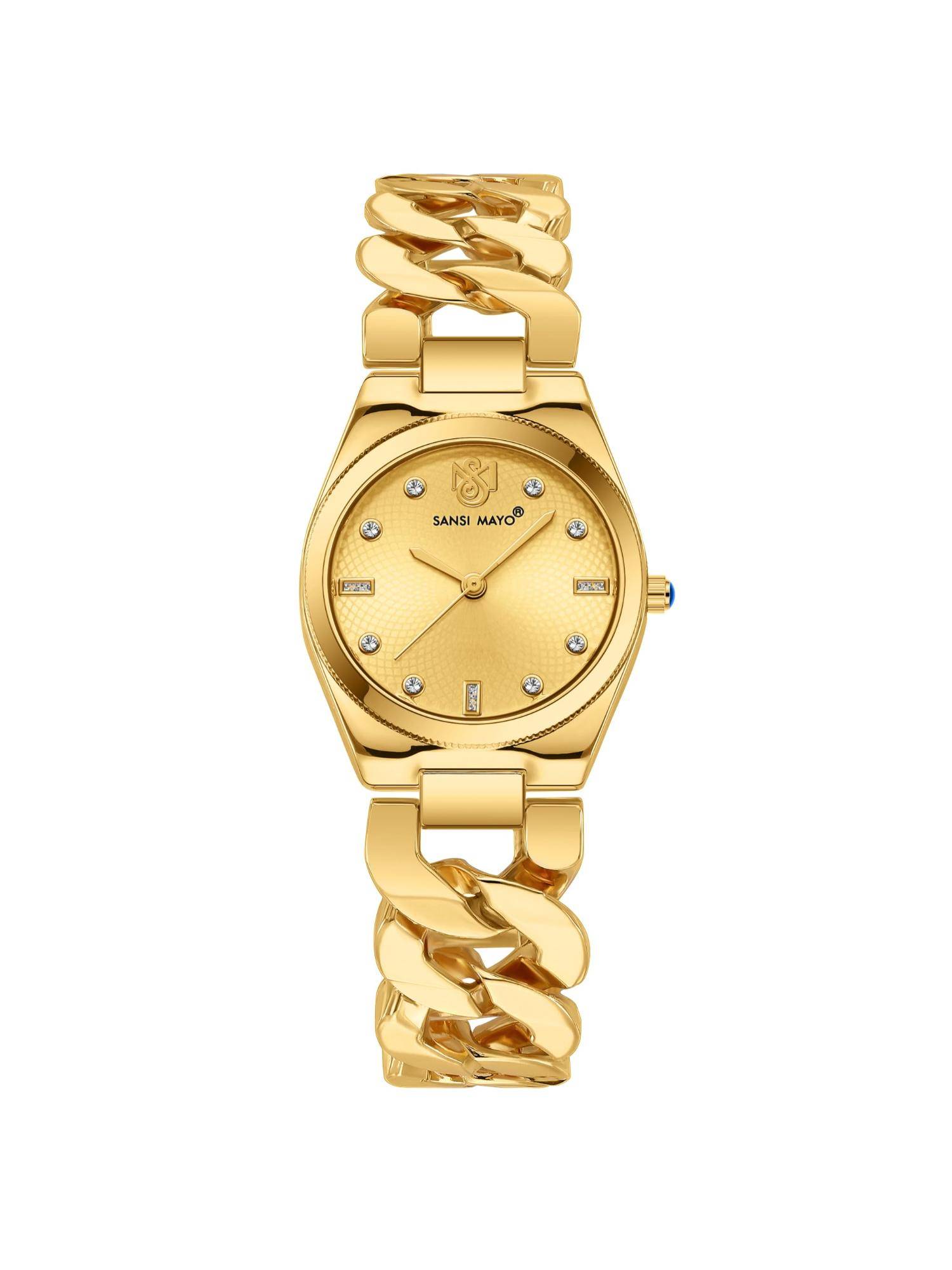 Sansi Mayo Liora Gold Round Analog Watch (SM-L-310-G-G-G) (M)