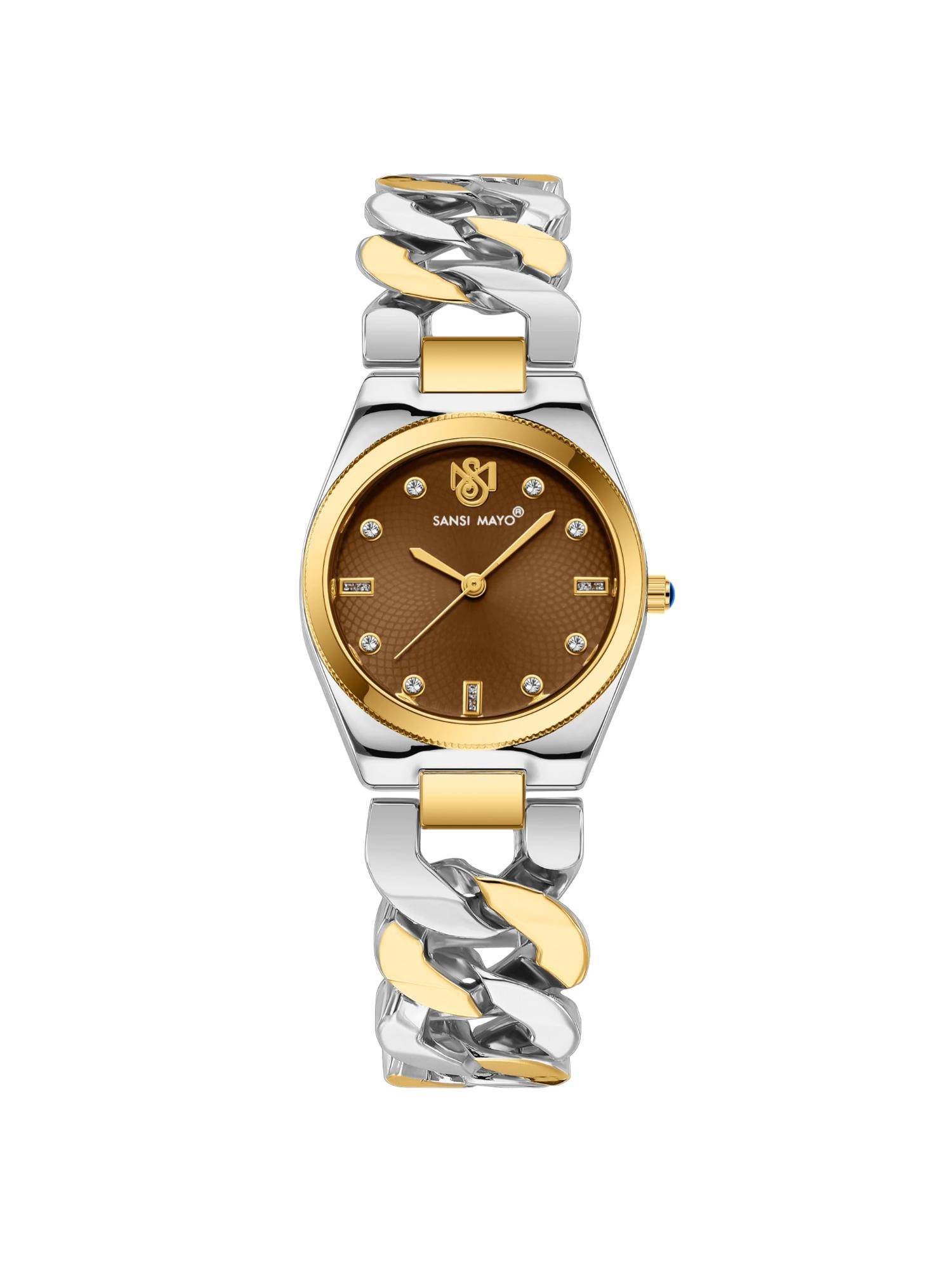 Sansi Mayo Liora Brown Multi-Color Round Analog Watch (SM-L-312-TTSG-SG-BR) (M)