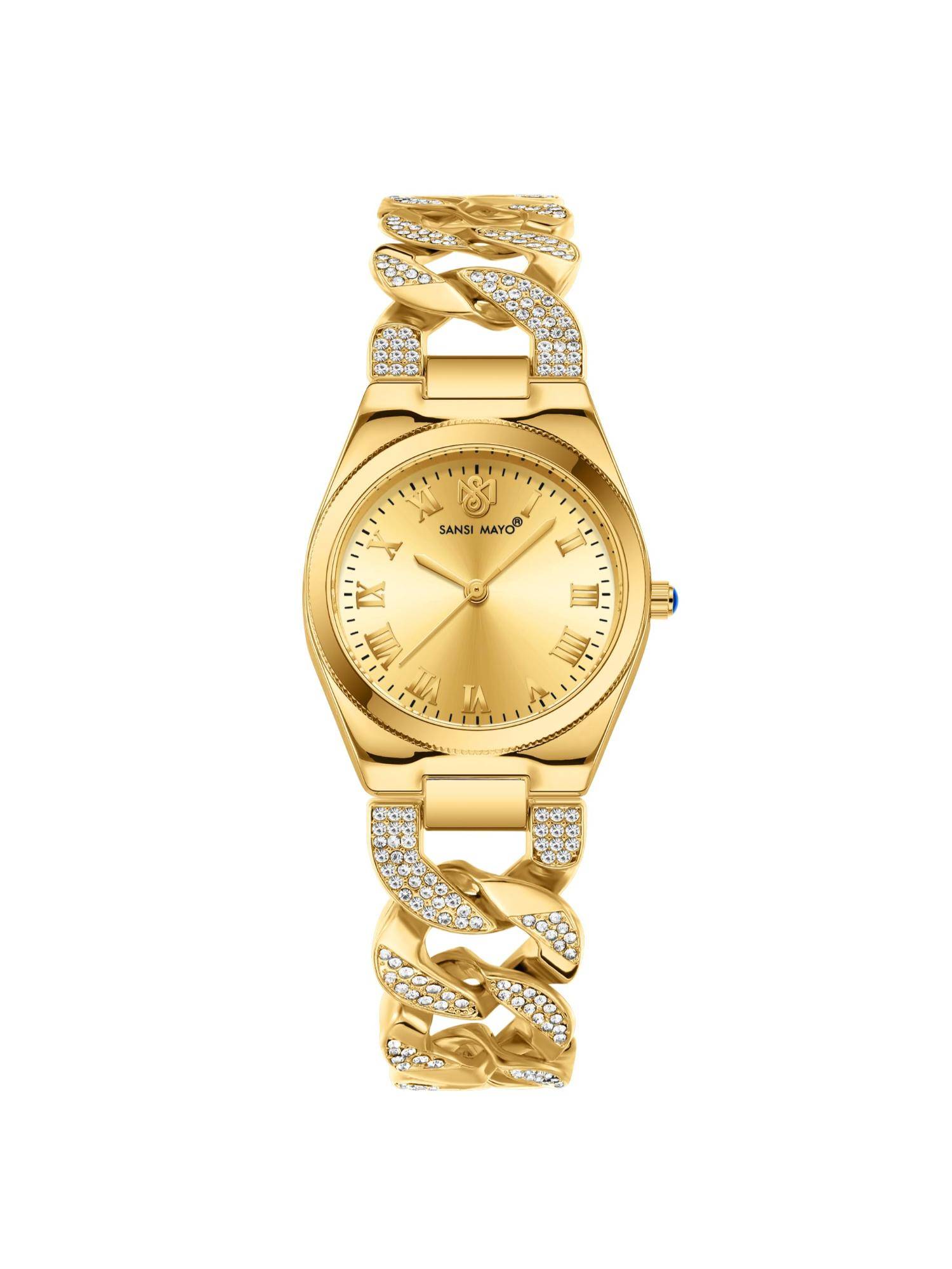 Sansi Mayo Elora Gold Round Analog Watch (SM-L-313-G-G-G) (M)