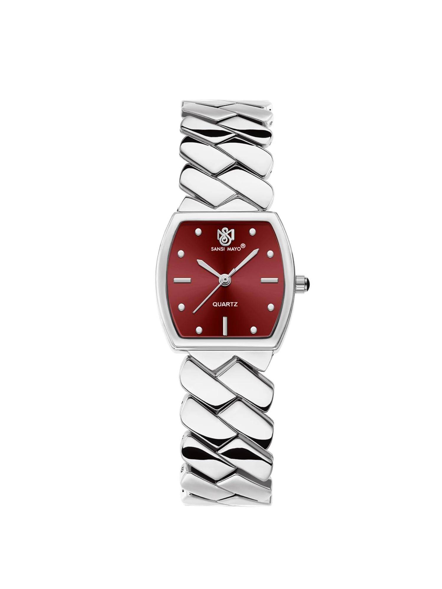 Sansi Mayo Nixie Red Silver Square Analog Watch (SM-L-317-S-S-ME) (M)