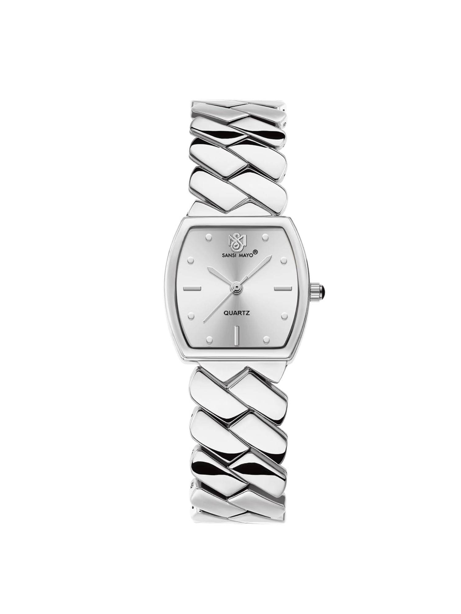 Sansi Mayo Nixie Grey Silver Square Analog Watch (SM-L-317-S-S-W) (M)