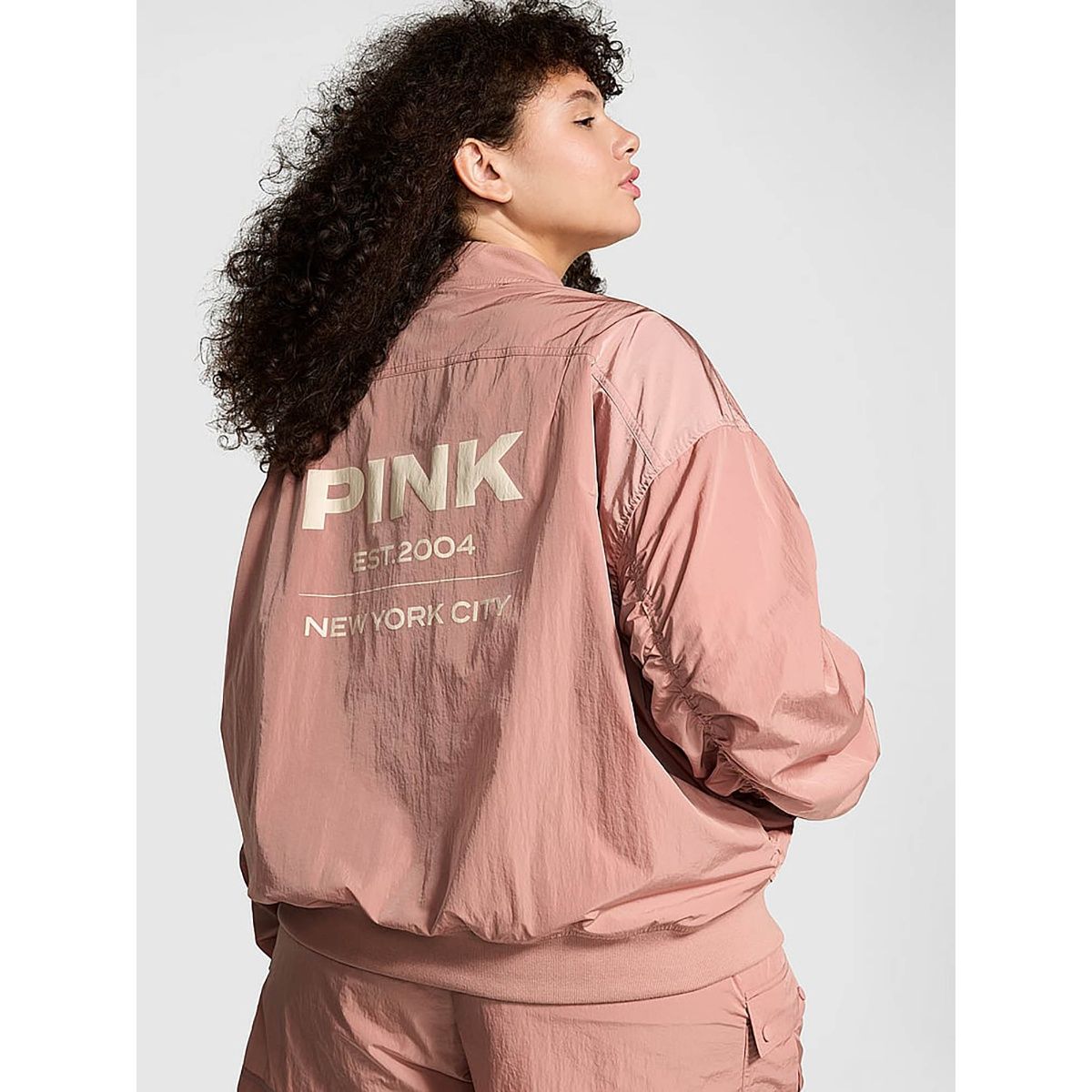 Buy Victoria's Secret Pink Parachute Satin Bomber Jacket Peach Online