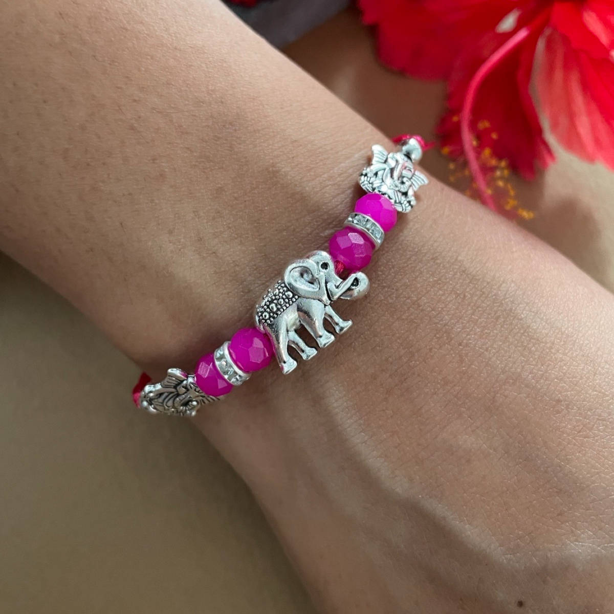 Digital Dress Room Hathi/Ganesha Dark Pink Rakhi
