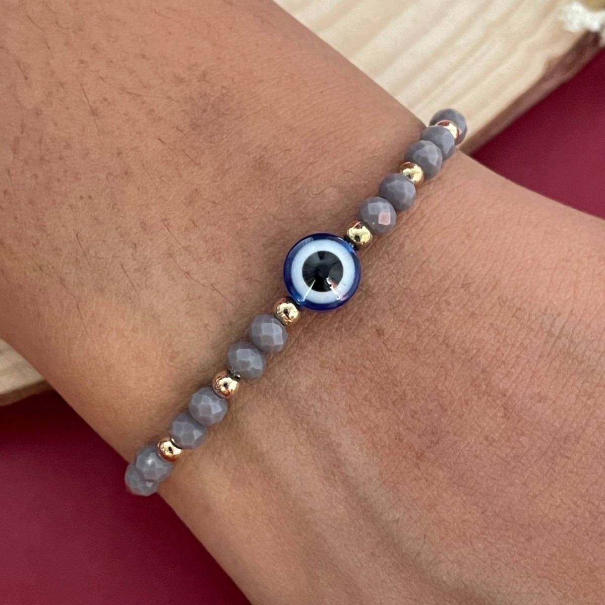 Digital Dress Room Evil Eye/Grey Beads Rakhi
