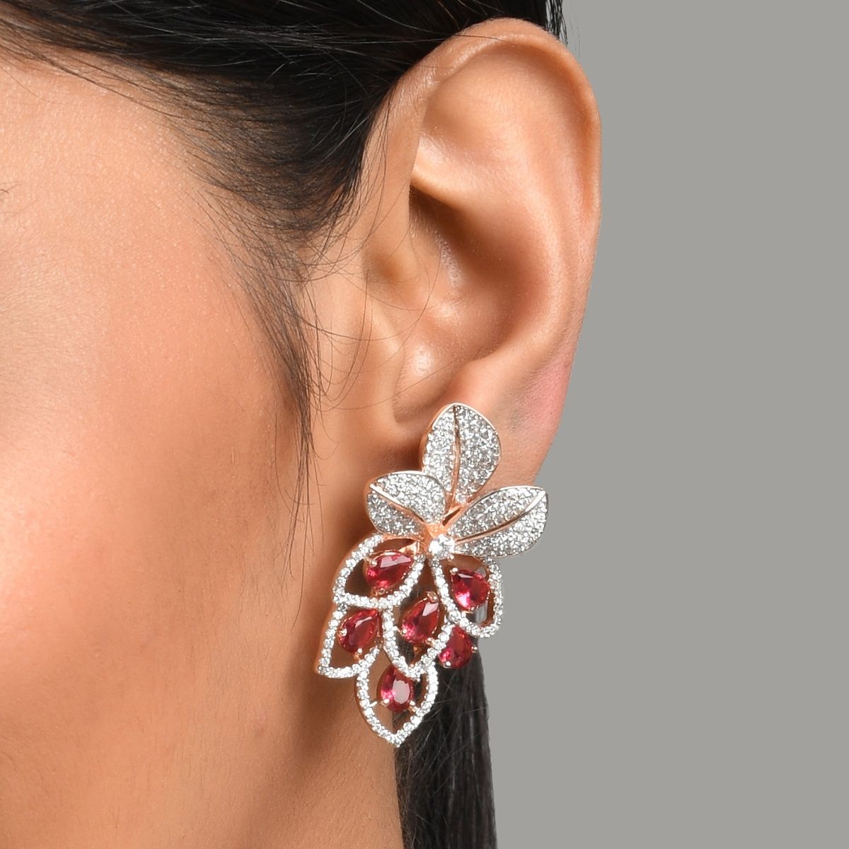 Husna Fashion Jewellery White American Diamond Earring for Women and Girls