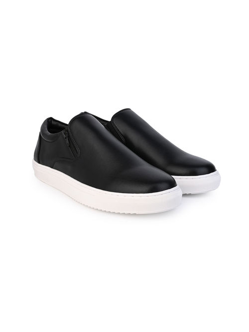 Styli Men Black Zip Platform Sole Casual Shoes
