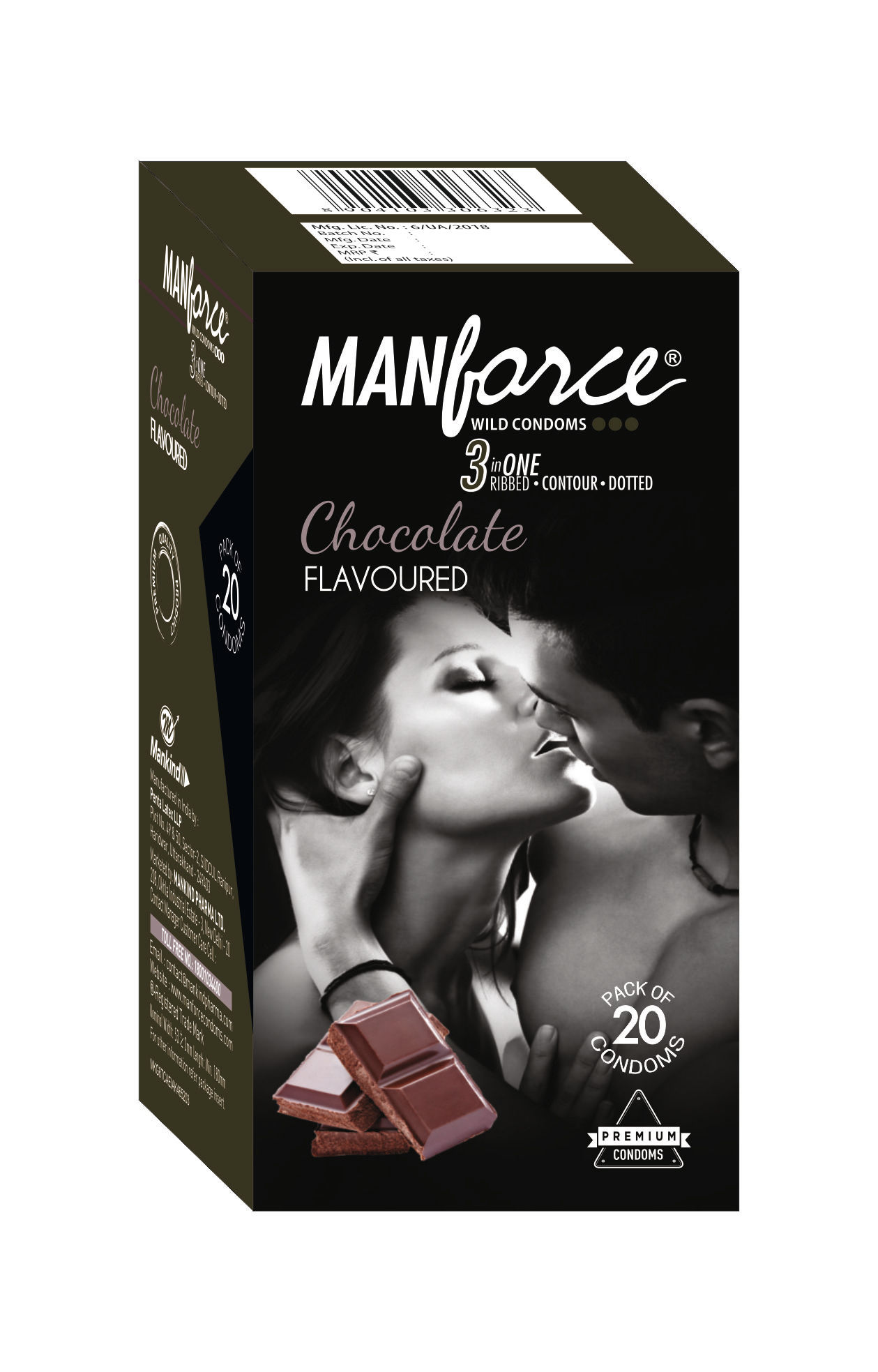 Manforce 3 In 1 Wild Condoms, Chocolate, Pack of 20