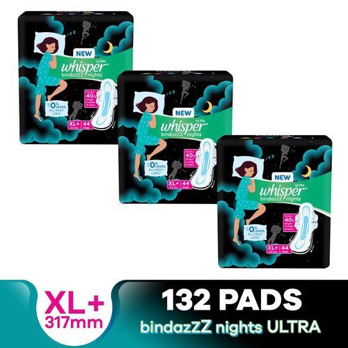 Buy Whisper Bindazzz Nights Xl+ 44s (Pack Of 3) Online