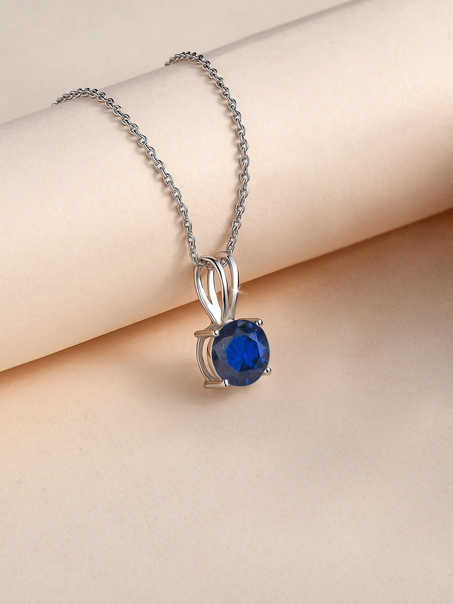 Blue Sapphire Necklace SV925、SV950 Buy 925 Silver 1 Carat Blue Sapphire Solitaire Pendant With Chain
