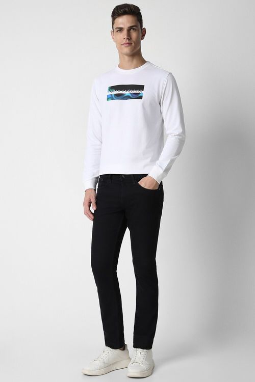 Buy Peter England White Print Crew Neck Sweatshirt Online