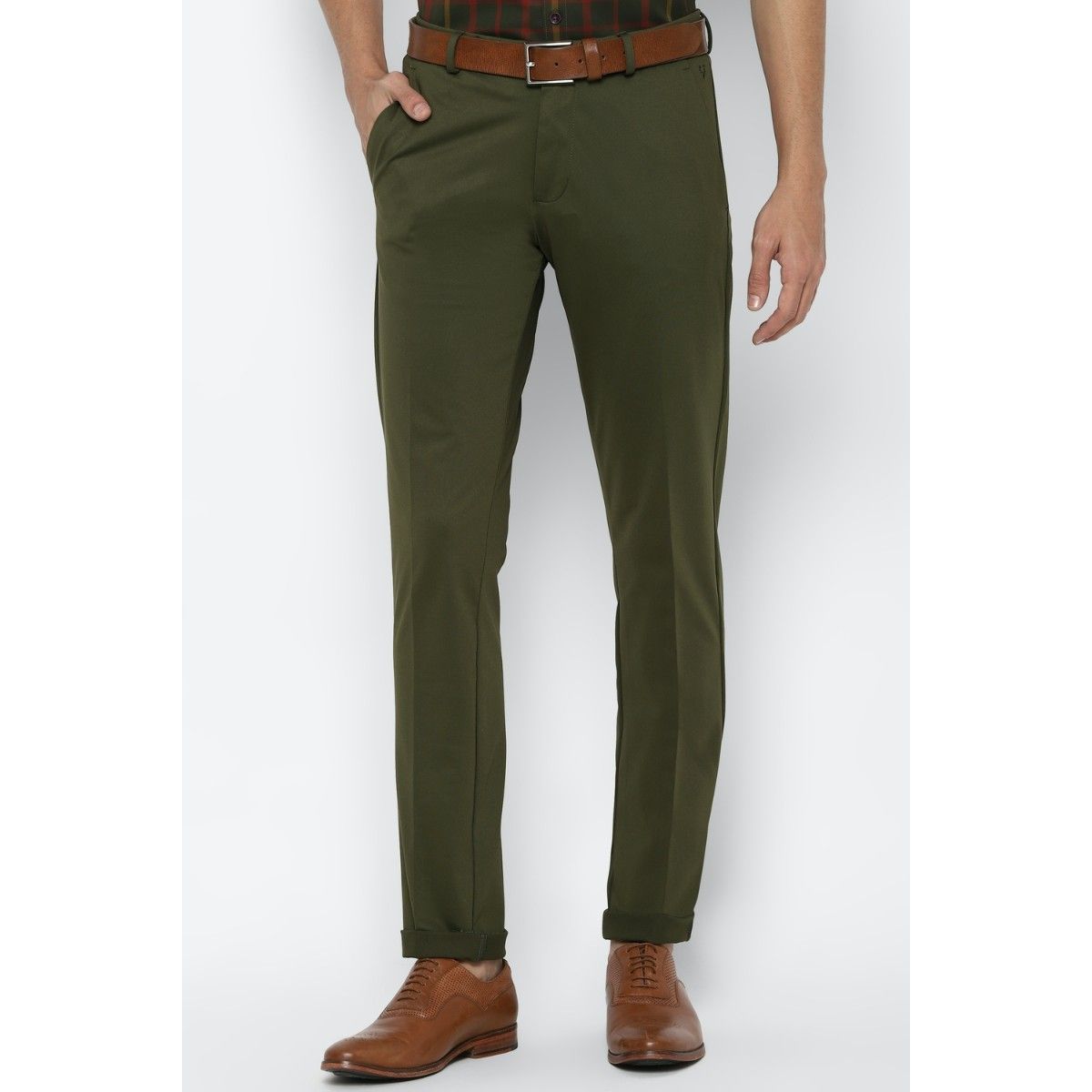 Buy Men Olive Slim Fit Solid Casual Trousers Online  805715  Allen Solly