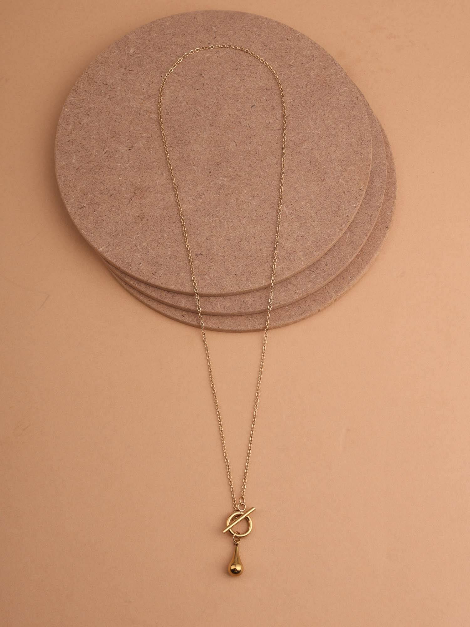 Palmonas Gold Toggle Chain Necklace With Teardrop Charm Women - Waterproof And Anti-Tarnish