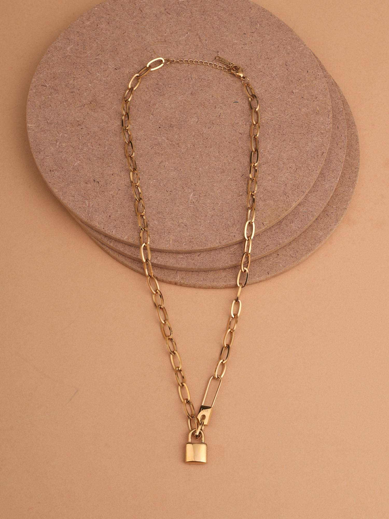 Palmonas Mini Lock Charm Necklace Women - Waterproof And Anti-Tarnish