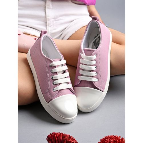 Buy Shoetopia Smart Casual Lace-up Peach Sneakers For Women And Girls Online