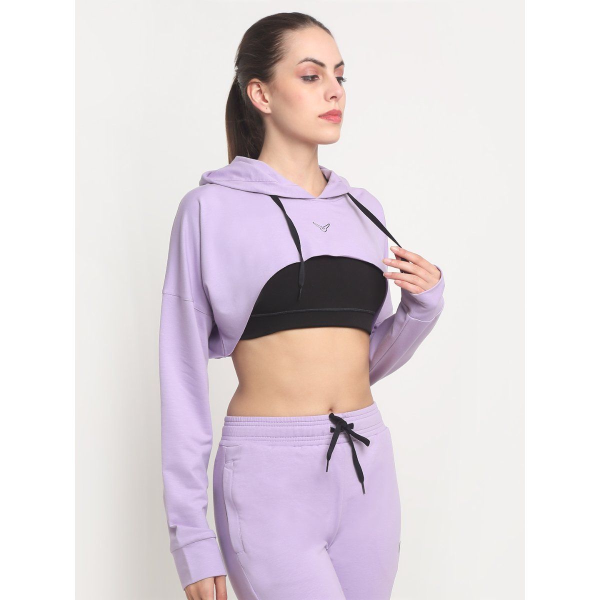 Buy INVINCIBLE Lavender Womens Crop Hoodie Online