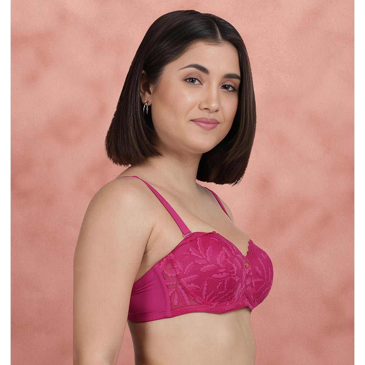 Buy Shyaway Susie By Fuchsia Lace Padded Wired Balconette Bra Online