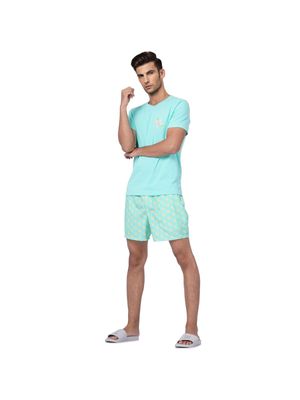 Jack & Jones Blue T-shirt &amp; Printed Shorts Set