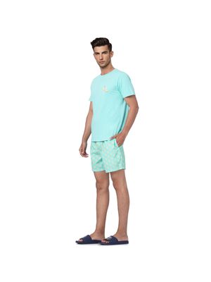 Jack & Jones Blue T-shirt &amp; Printed Shorts Set