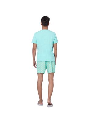 Jack & Jones Blue T-shirt &amp; Printed Shorts Set