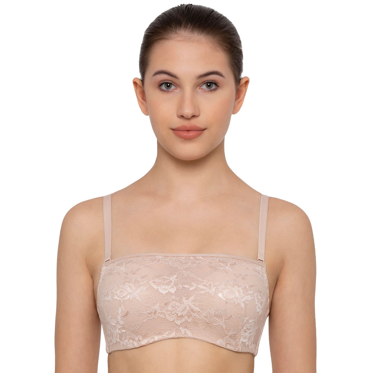 Buy Triumph Padded Wired New Lace Bandeau Tube Bra - Black online