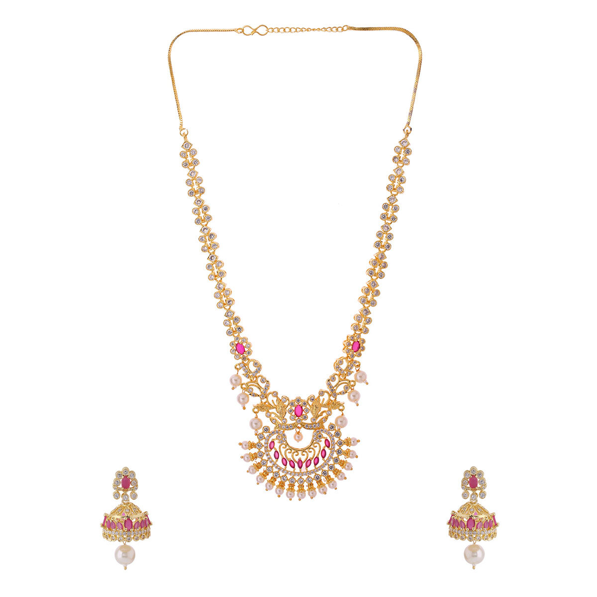 VIRAASI Gold Plated Pink Stone CZ \u0026 AD 