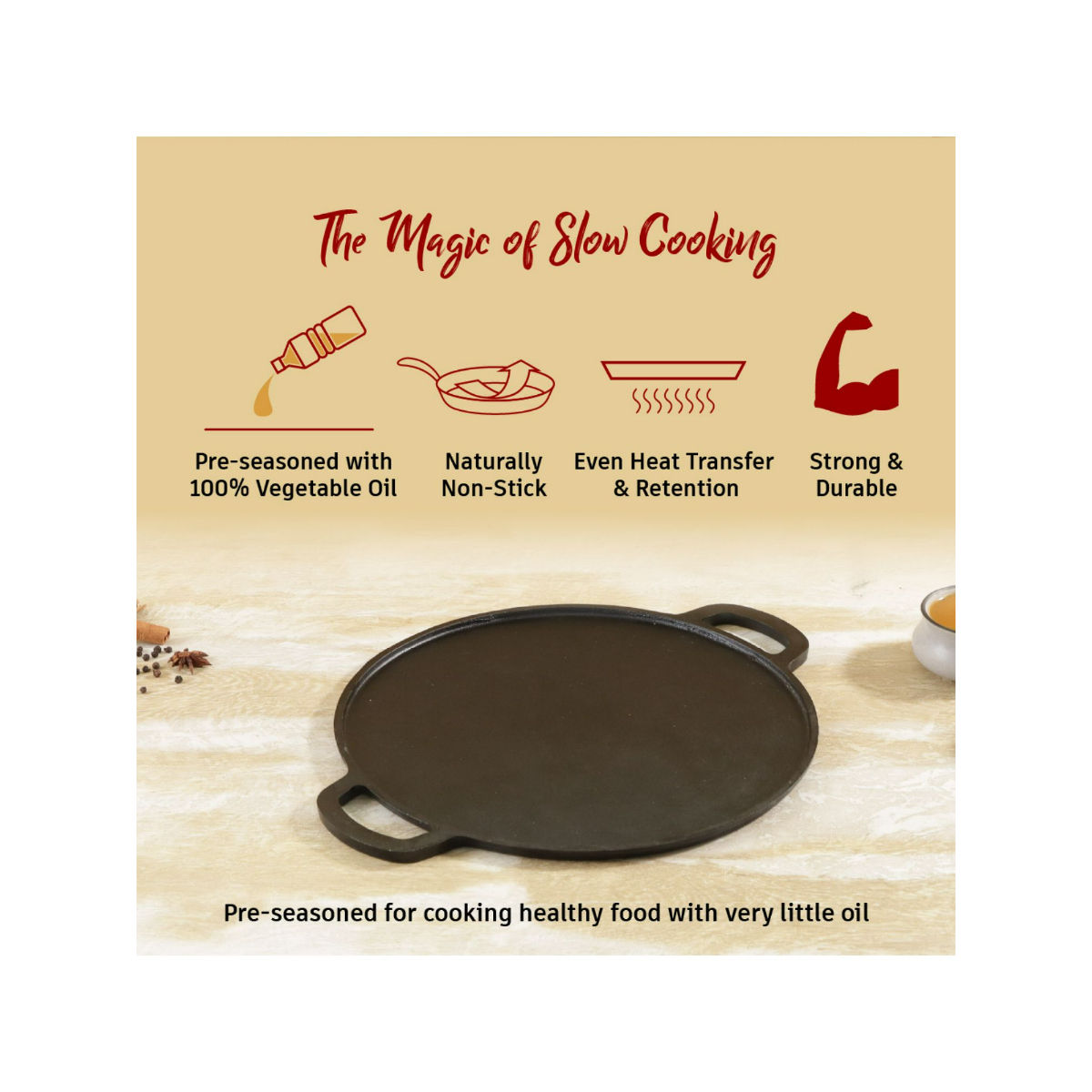 Wonderchef Forza Preseasoned Cast Iron Dosa Tawa 30cm Buy Wonderchef