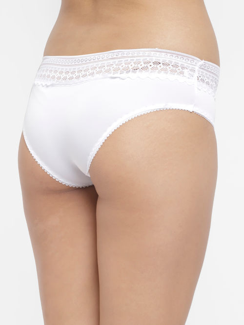 Buy N-Gal Women's Floral Lace Edge Mid Waist Underwear Lingerie Brief Panty  - White Online