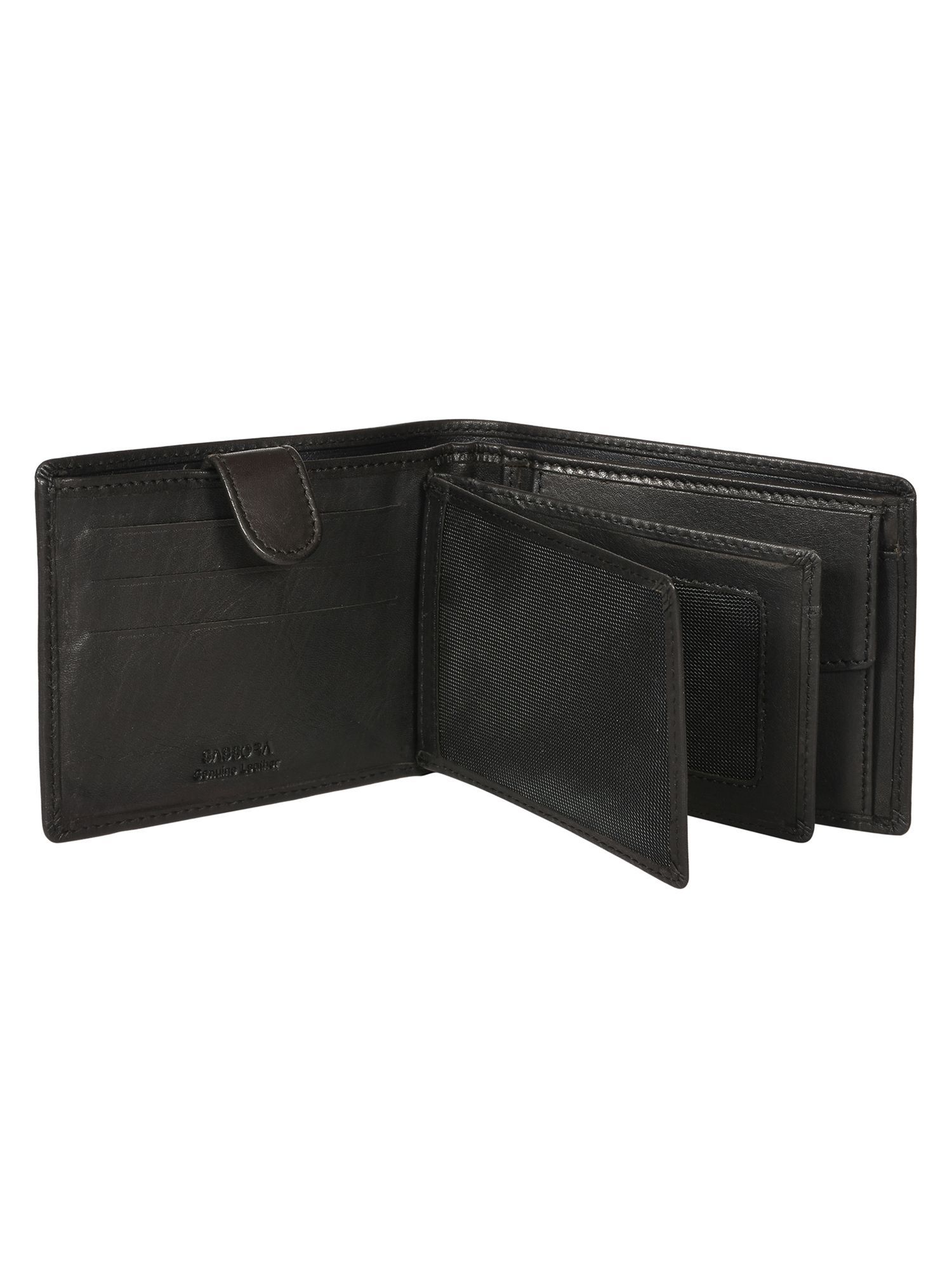 Buy Sassora Genuine Leather Medium Black RFID Men Wallet (7 Card