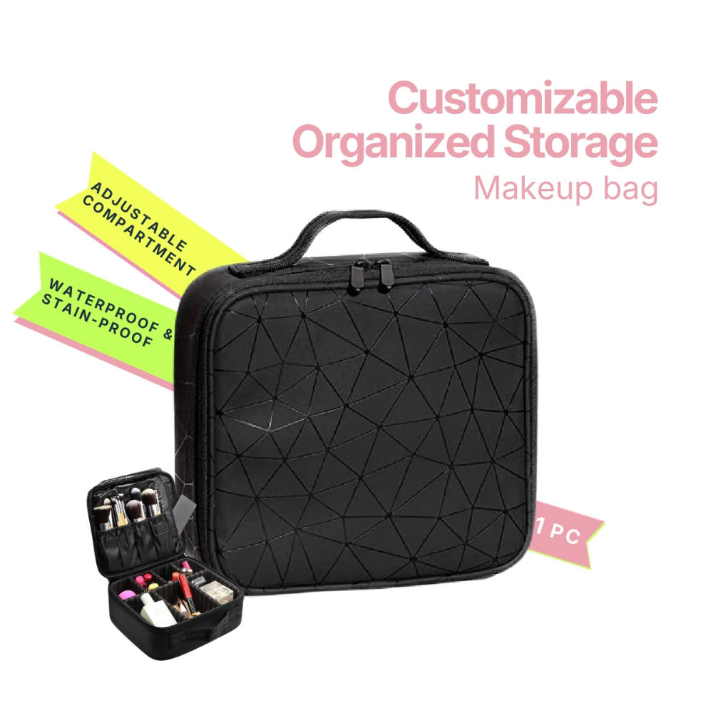 Makeup By Siti Professional Makeup Cosmetics Storage Bag/Pouch with Adjustable Compartment - Black