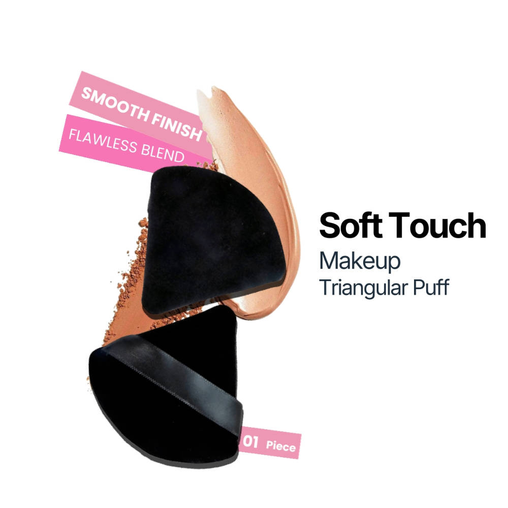 RHE Cosmetics Triangle Pocket Pizza Powder Puff & Makeup Blender Sponge Black