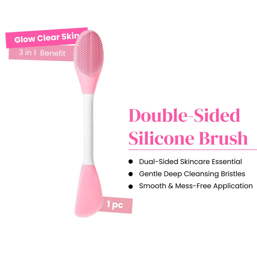 Rhe Cosmetics Face Mask Applicator & Face Wash Double Sided Brush - Baby Pink