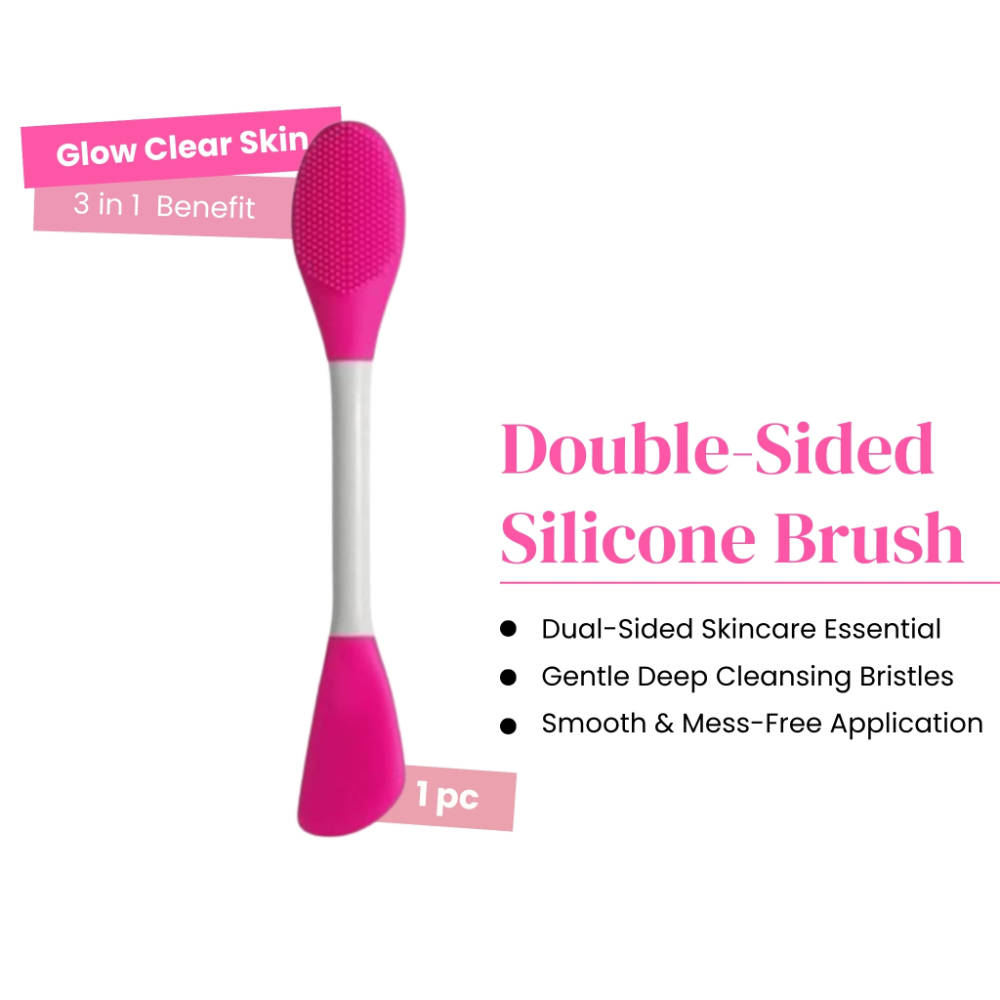 Rhe Cosmetics Face Mask Applicator & Face Wash Double Sided Brush - Majenta