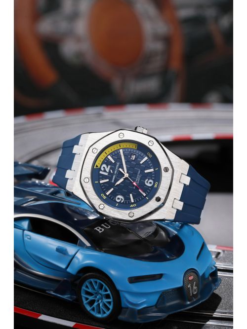 Daniel Hechter Paris Grenelle Collection Analog Silicon Round Blue Watch  for Men-DHM1015 (M)